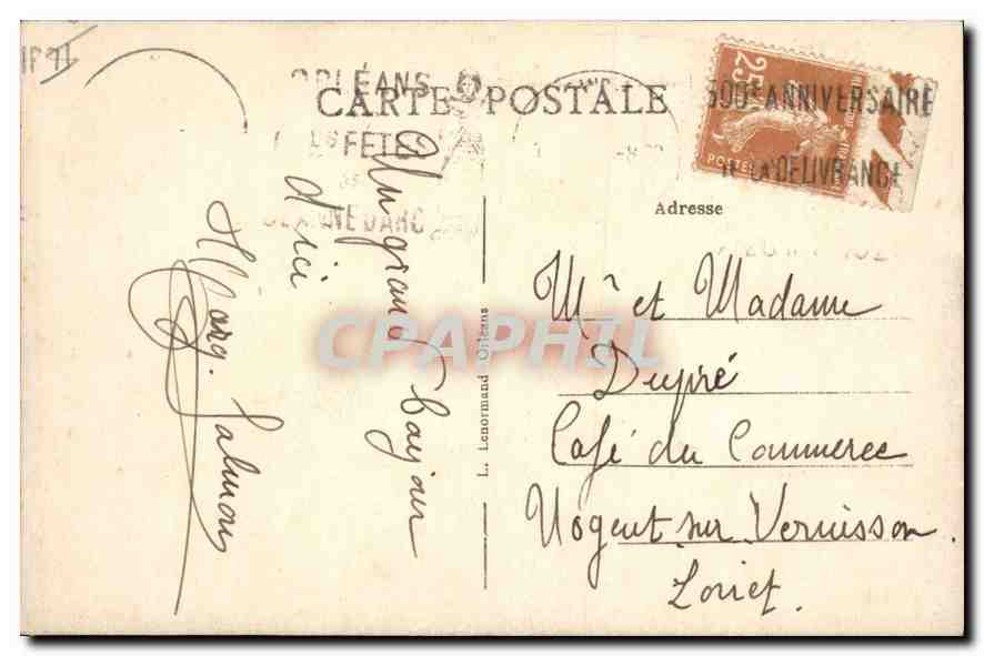 CPA Orleans La Gare  — Verso