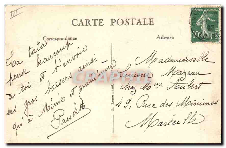 CPA Orleans La Gare Square Albert I  — Verso