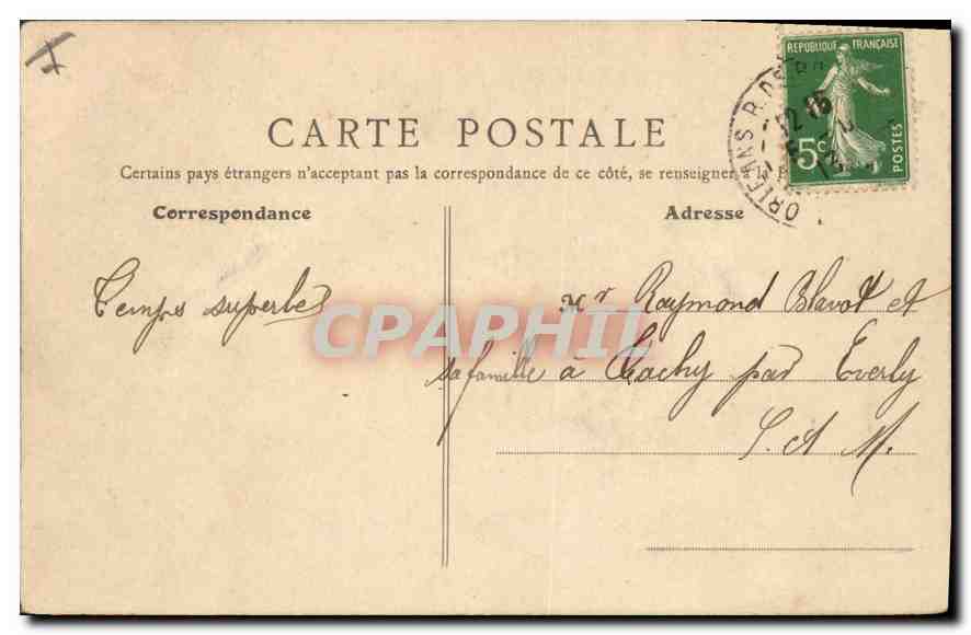 Orléans - L'Hôtel de Ville — éditeur Th.G, n° de série 528 — Verso