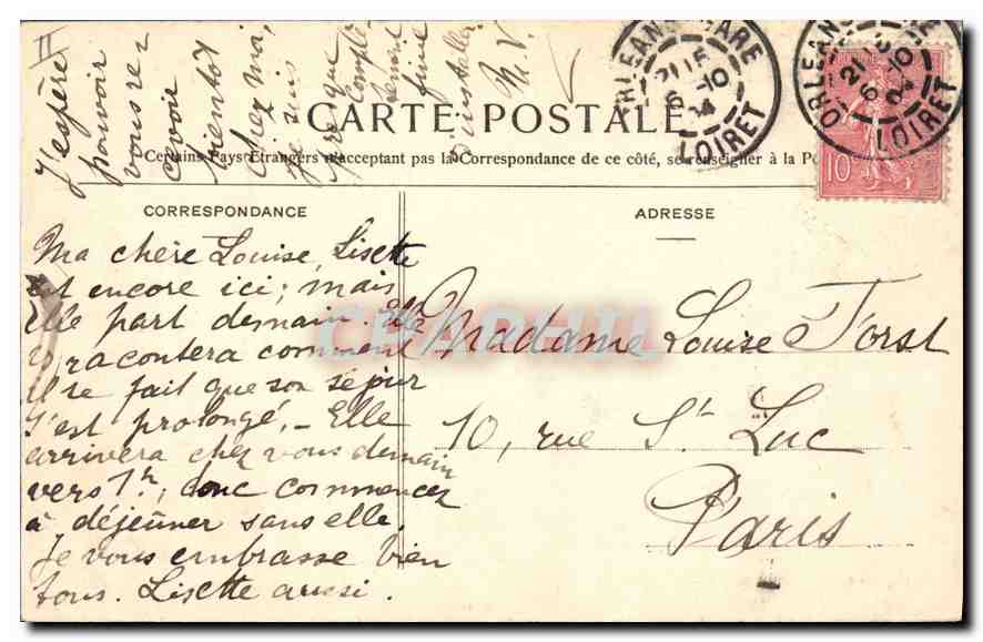 CPA Orleans L'Hotel de Ville  — Verso