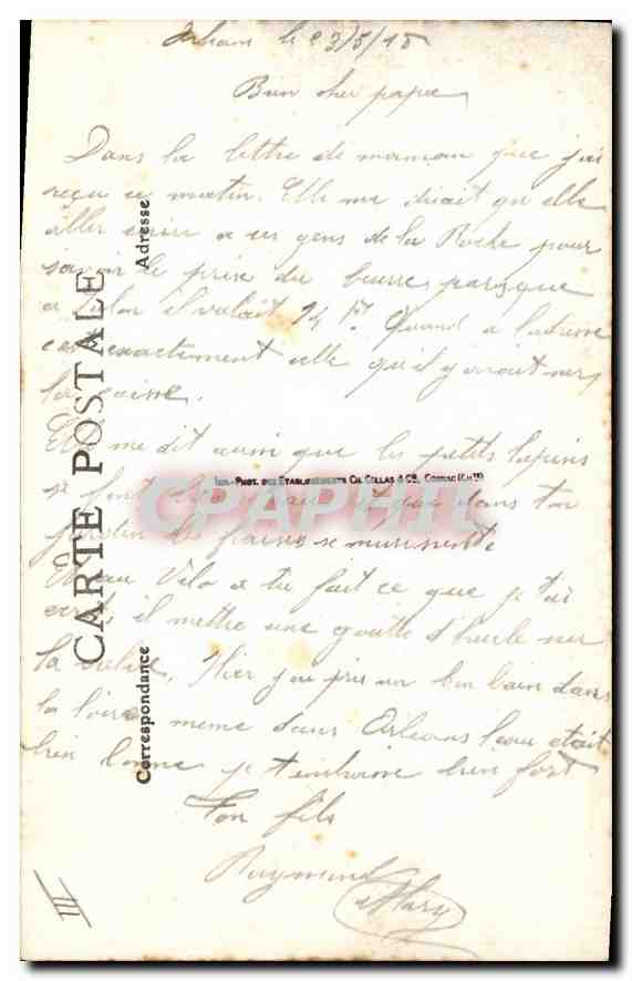 CPA Orleans Entree de la Gare  — Verso
