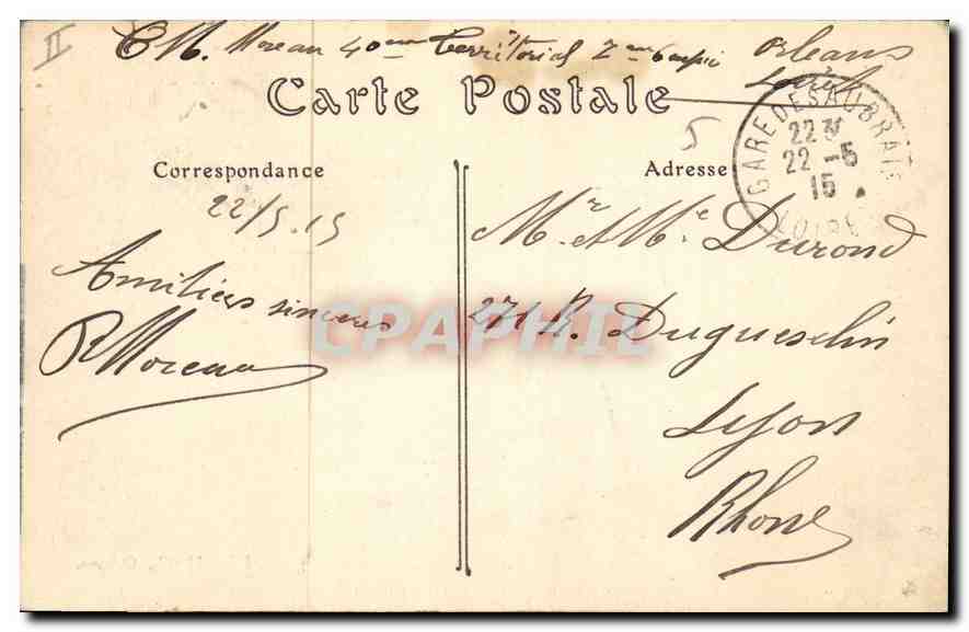 CPA Orleans Place Albert I La Gare  — Rückseite
