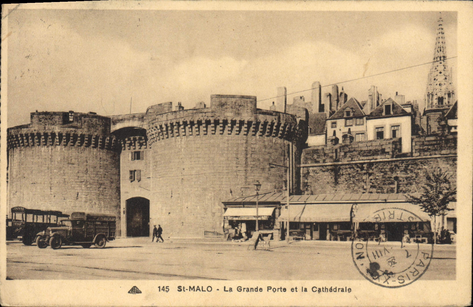 Antike Ansichtskarte St Malo Die Große Pforte und die Kathedrale