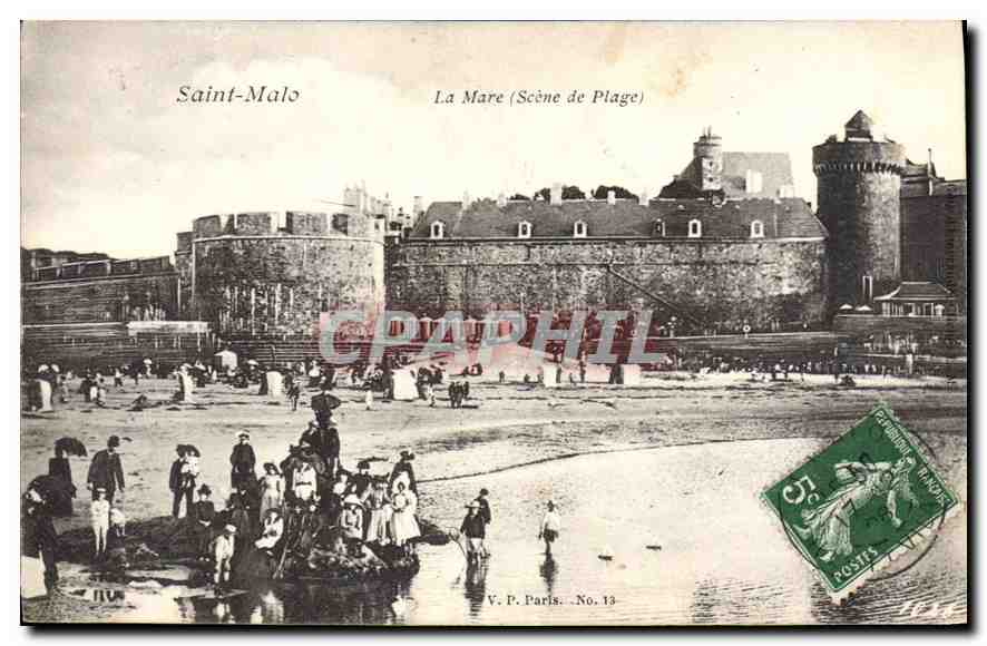 Saint-Malo — La Mare (Scena di Spiaggia) — V. P. Paris. No. 13