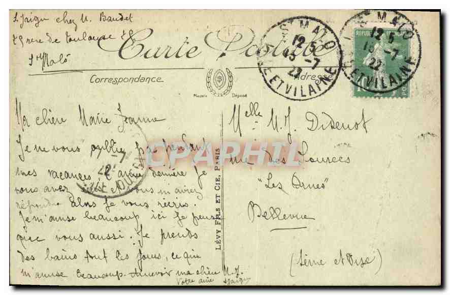 SAINT-MALO — La Chaussée du Sillon vue prise du Donjon du Château — LL. — Verso