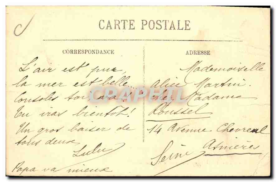 Cartolina d'epoca Saint Malo l'Eventail a Mer haute — Verso