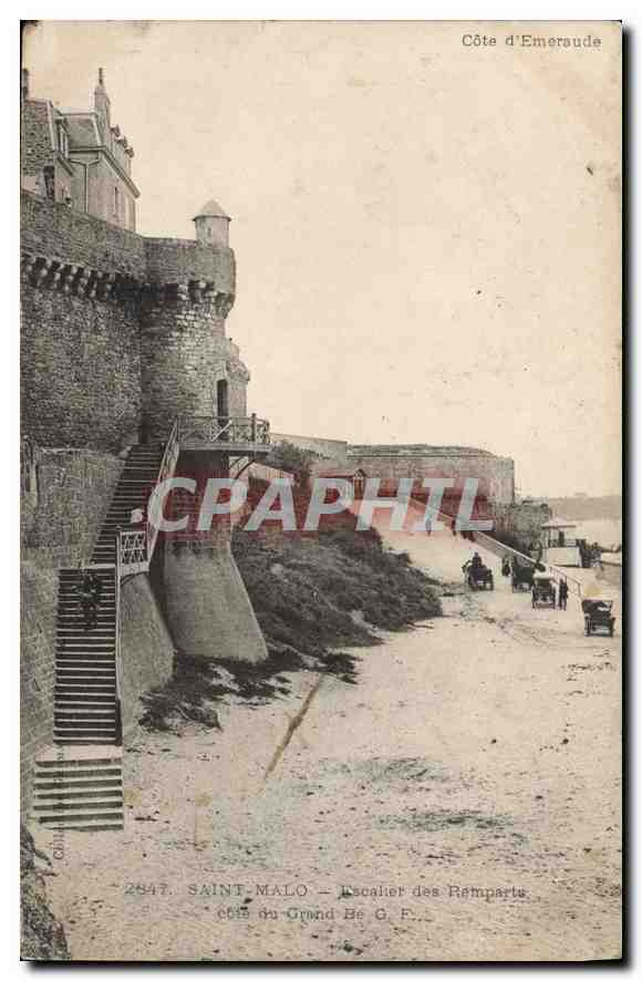 CPA Cote d'Emeraude Saint Malo Escalier des Remparts 