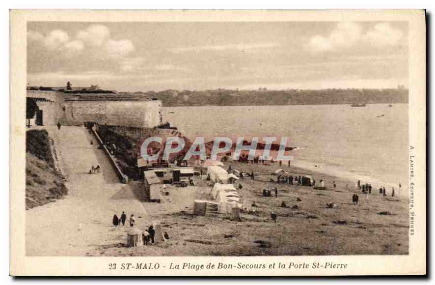 ST-MALO - La Plage de Bon-Secours et la Porte St-Pierre — A. LAMIRE, ÉDITEUR, RENNES