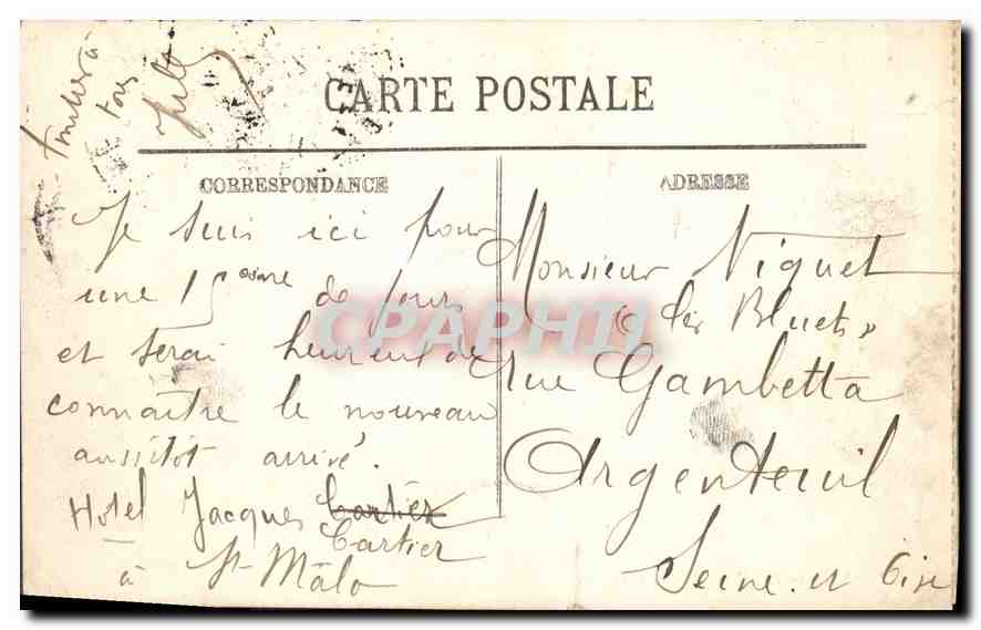 CPA Saint Malo Sur les Remparts  — Verso