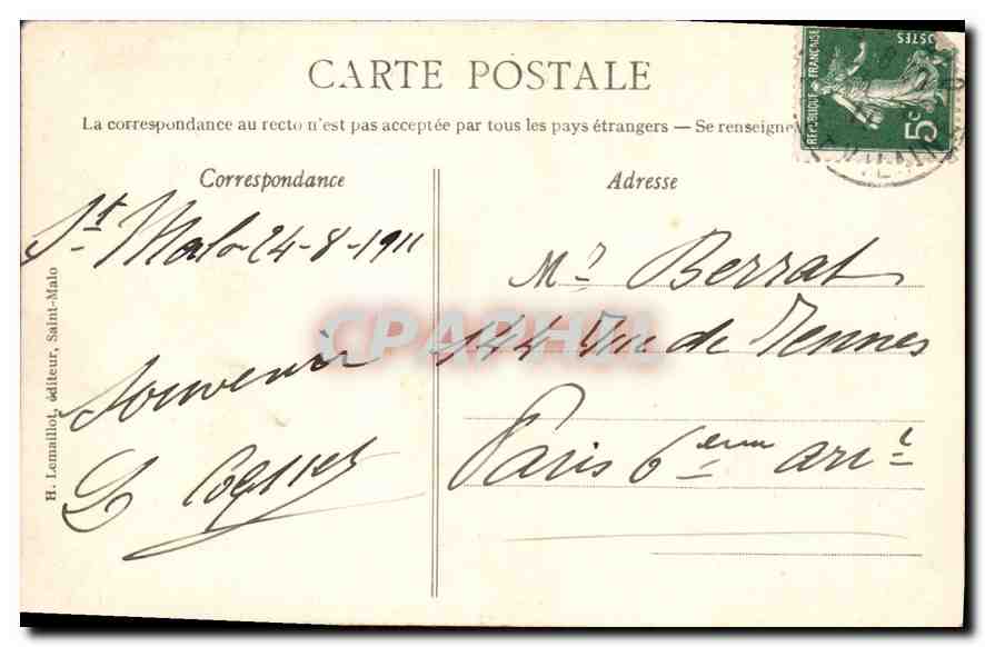 St-Malo - La Plage des Bains e il Castello — H. Lammillot, n°116 — Verso