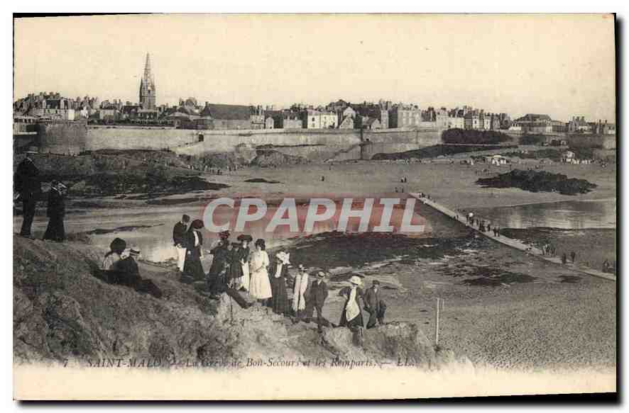 Saint-Malo — La Grève de Bon-Secours et les Remparts — E.L.S.
