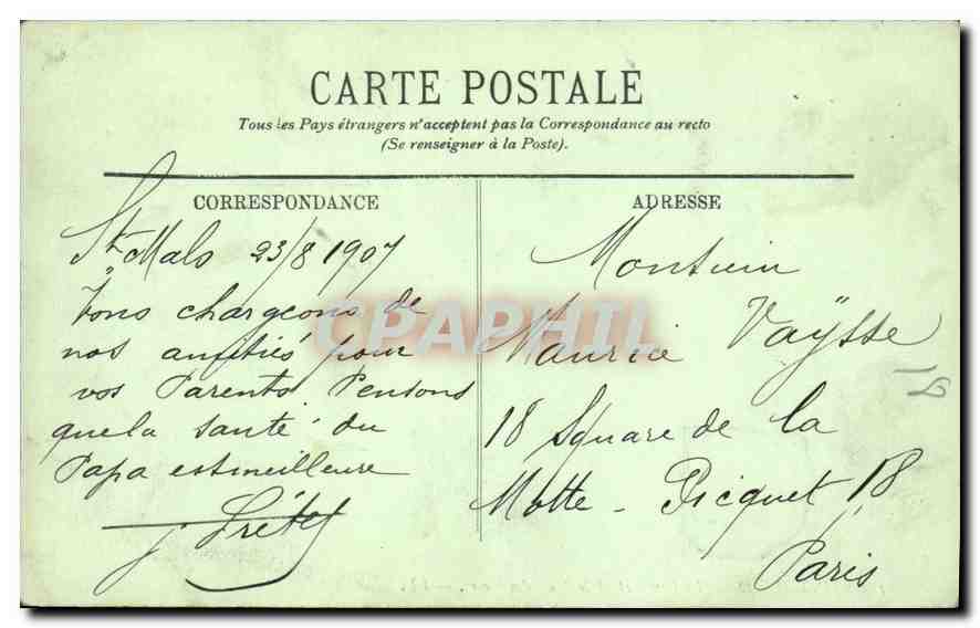 CPA Saint Malo Le Remparts et le Mole des Noirs  — Verso
