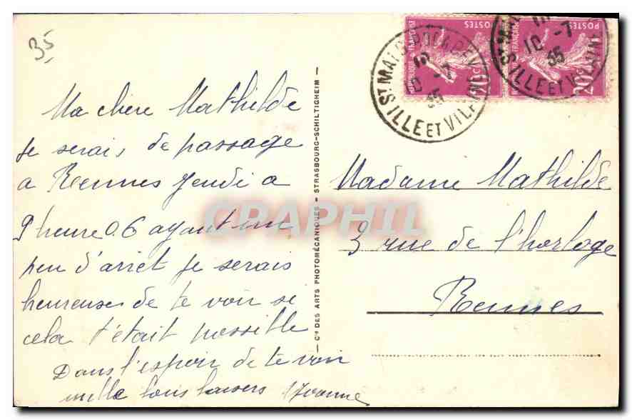 St-Malo - La Plage de Bon Secours et les Remparts — CPA n°94, éditée par A.P.A. — Verso