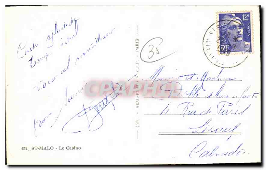 St-Malo - El Casino — editor Réal-Photo, n° 452 — Reverso