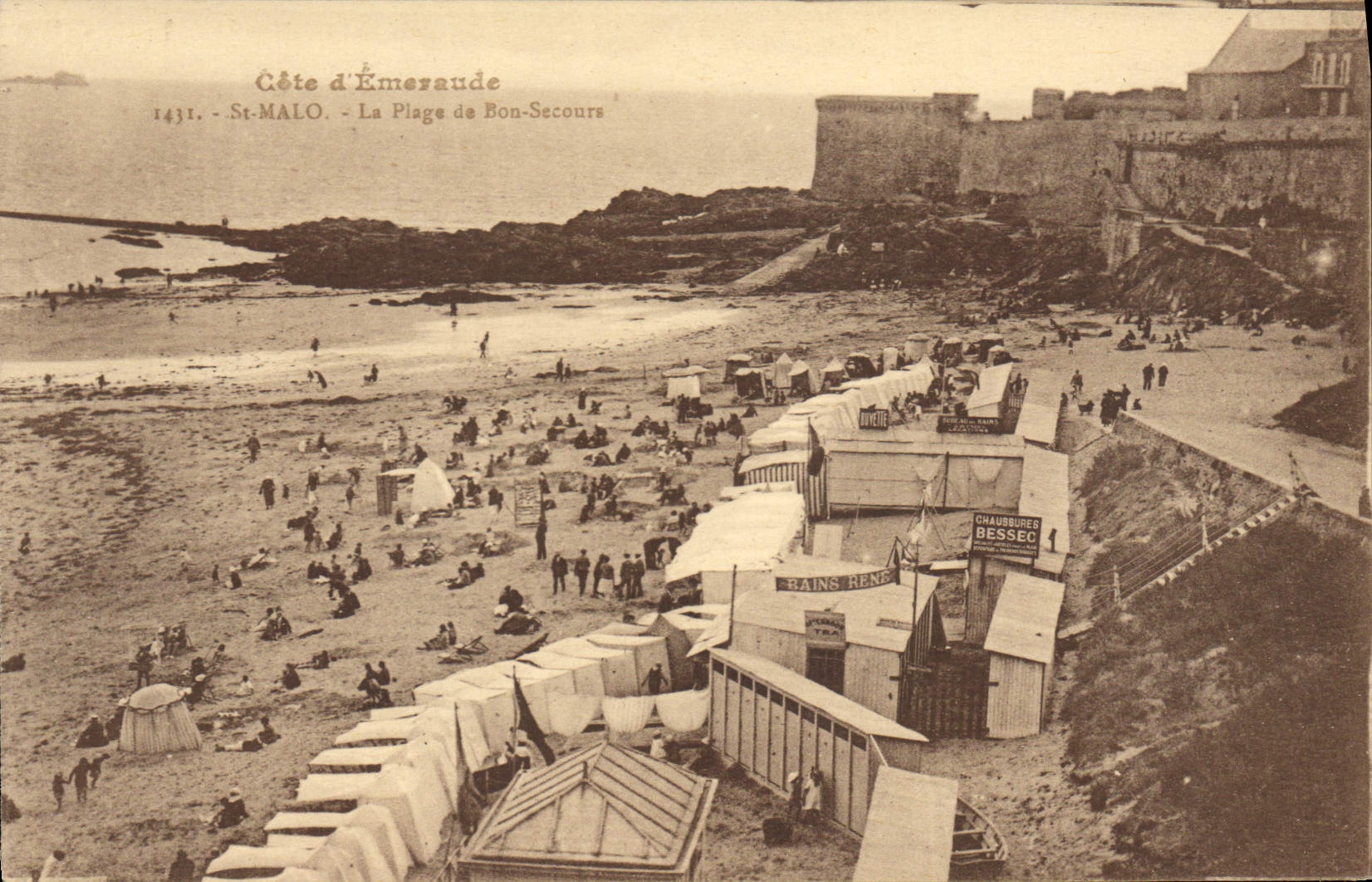Côte d'Émeraude - St-Malo - La Plage de Bon-Secours — éditeur Laurent-Nel, Remiremont, n°35