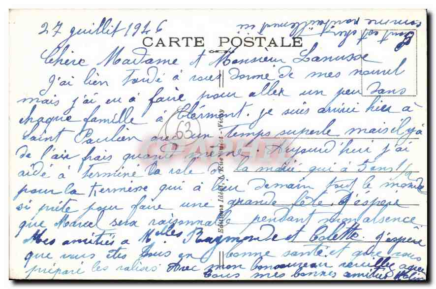 CPA Clermont Ferrand le monument aux Morts de la grande Guerre 1914 1918  — Back