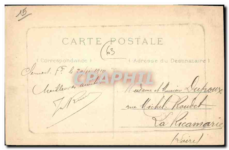 CPA Clermont Ferrand Lyonnais et l'Eglise des Minimes  — Rückseite