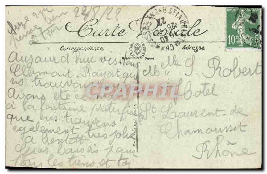 CPA Clermont Ferrand vue generale et plateau de Gergovie  — Verso