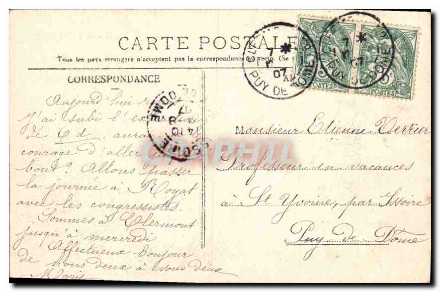 Clermont-Ferrand (P.-de-D.) — Place de Jaude — L'Hirondelle, Paris, n° 432 — Rückseite