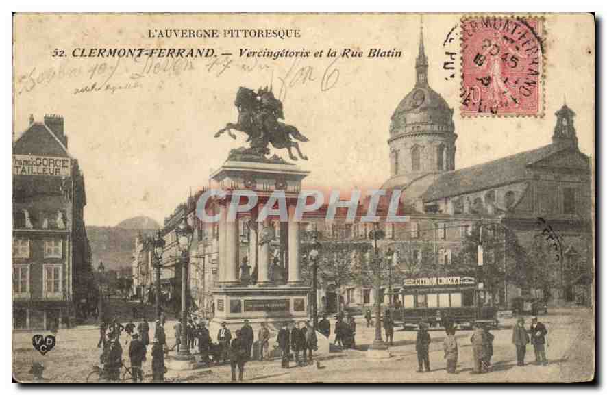 CPA Clermont Ferrand Vercingetorix et la Rue Blatin 