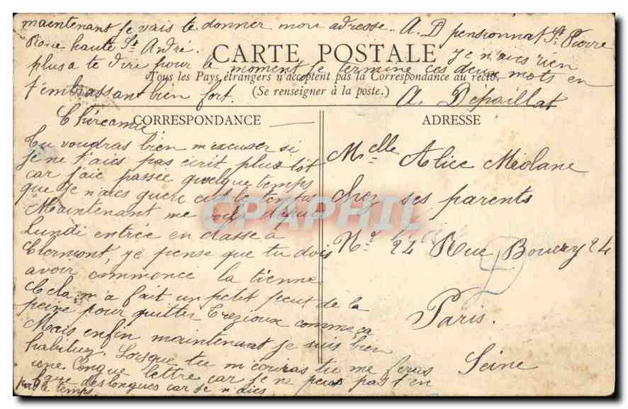 CPA Clermont Ferrand Vercingetorix et la Rue Blatin  — Rückseite