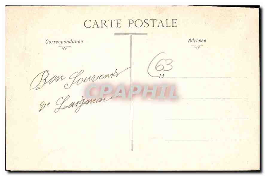 CPA Clermont Ferrand P de D Place de Jaude  — Verso