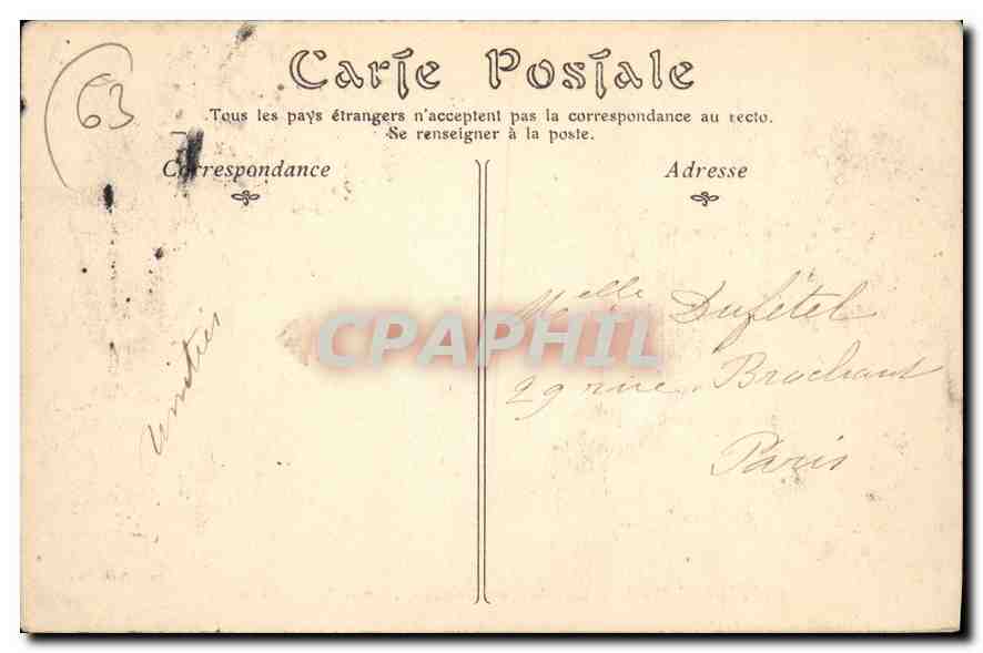 CPA Clermont Ferrand La Place St Herem et le Puy de Dome  — Rückseite