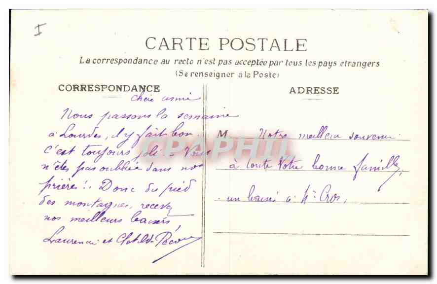 CPA Lourdes Vue generale du Funiculaire  — Verso
