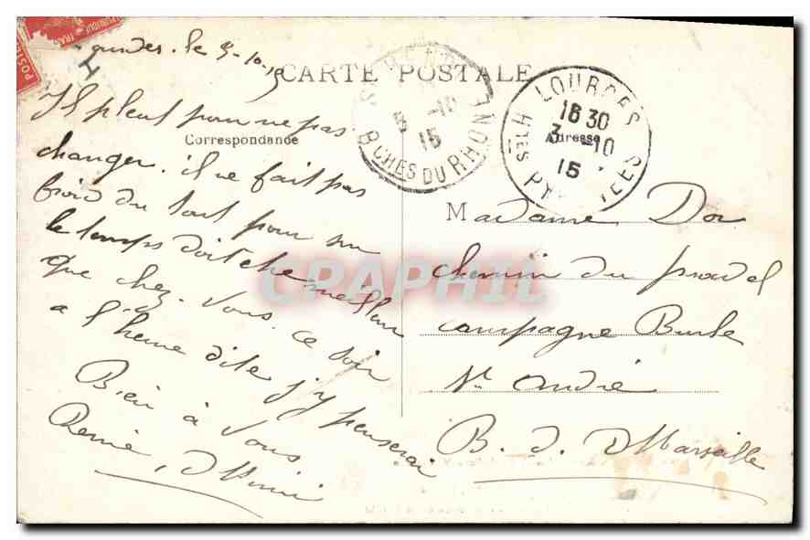 CPA Les Pyrenees Lourdes Promenade de la Grotte  — Verso