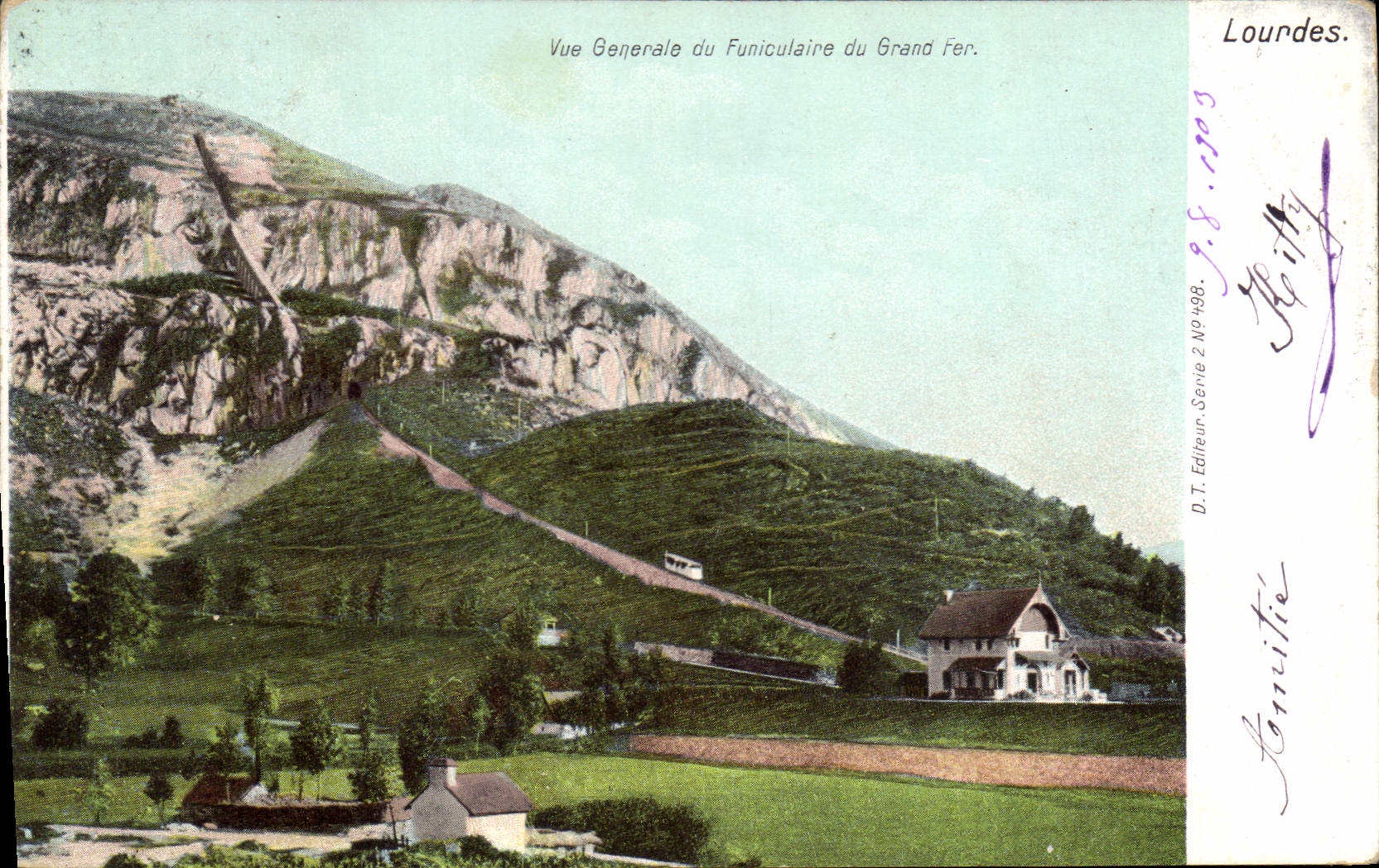 CPA Lourdes Vue generale du Funiculaire de Grand fer 