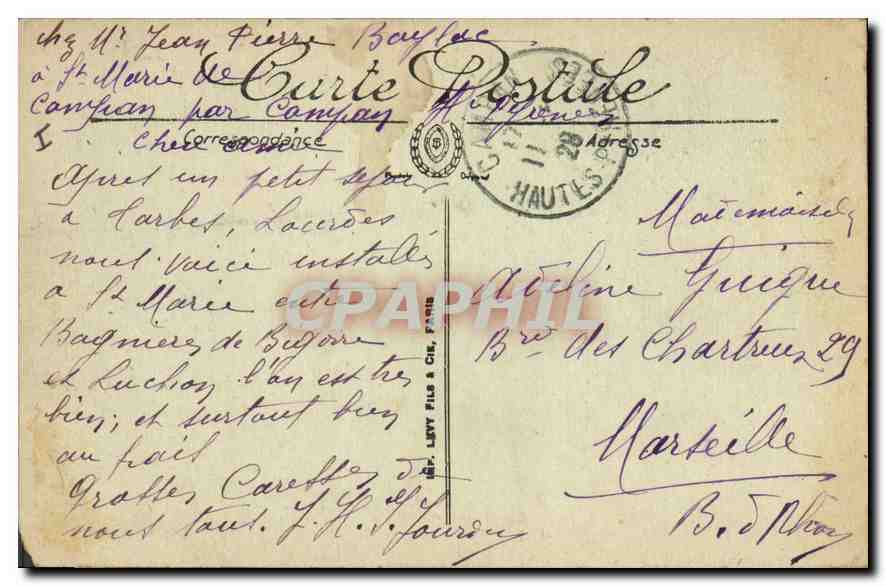 CPA Lourdes Le Lac  — Verso