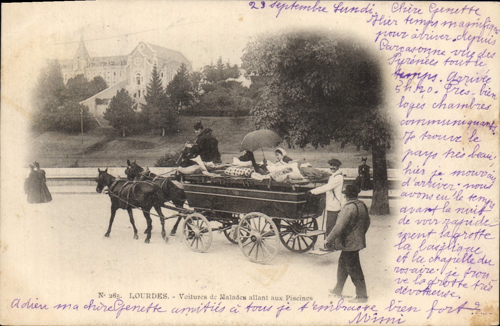 Lourdes - Voitures de Malades allant aux Piscines — F. T. Lepine, Lourdes, n° 265