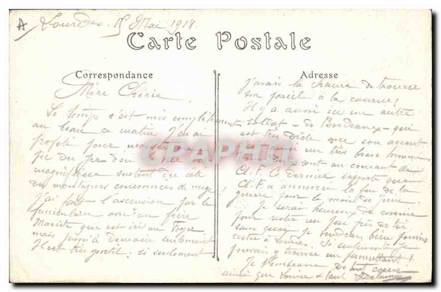 CPA Lourdes L'Entree de la Crypte  — Verso