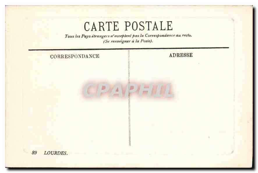 CPA Lourdes La Basilique et la Vierge — Verso