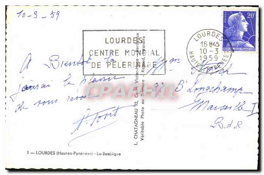 CPA Lourdes Hautes Pyrenees La Basilique  — Rückseite