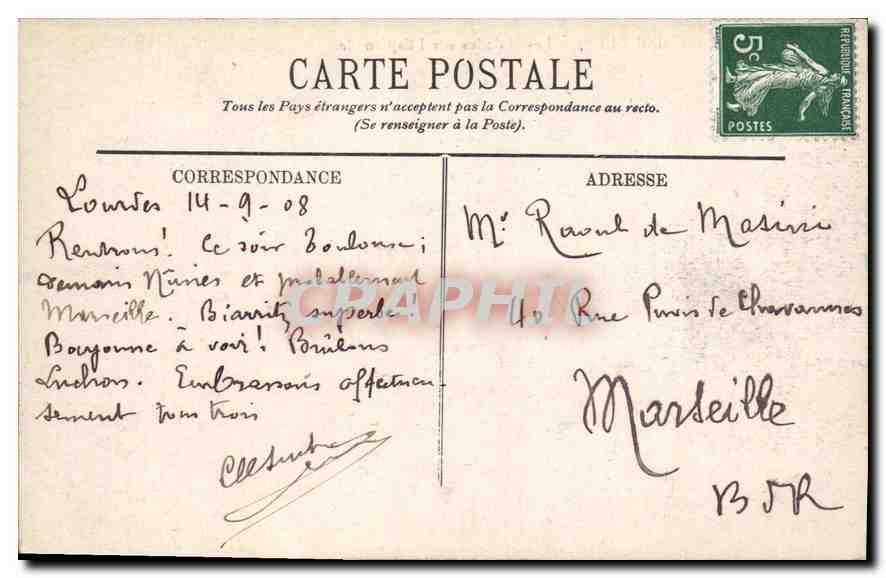 CPA Lourdes Les Malades sur l'Esplanade  — Verso