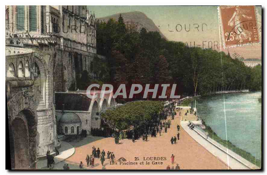 Lourdes — Les Piscines et le Gave — Éditeur : Lourdes, n° 25