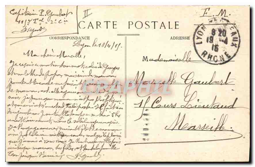 CPA Lyon Gare de Perrache et Hotel Terminus  — Rückseite