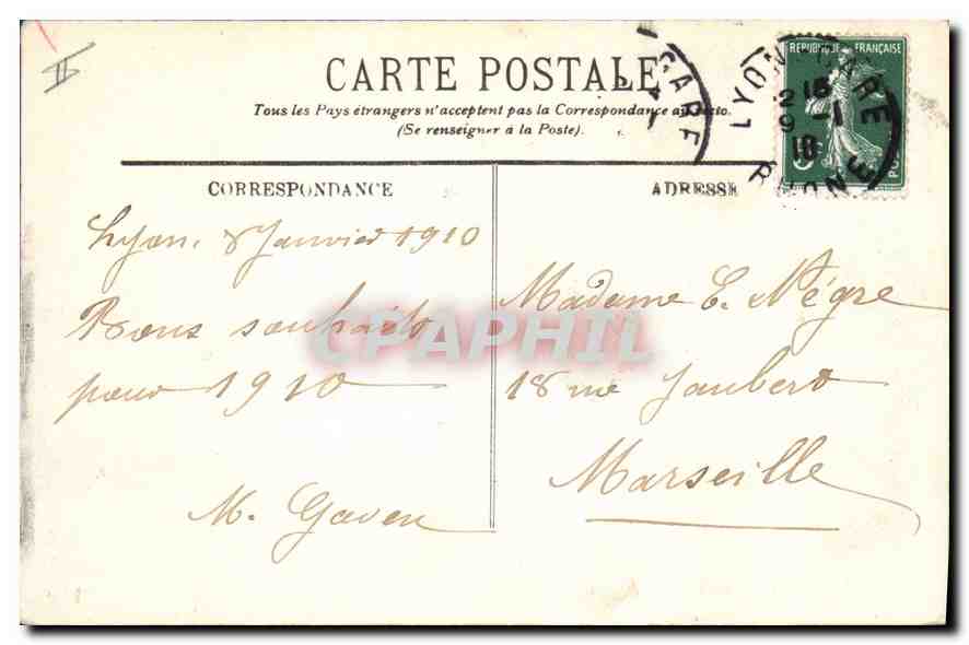 CPA Lyon La Prefecture  — Verso