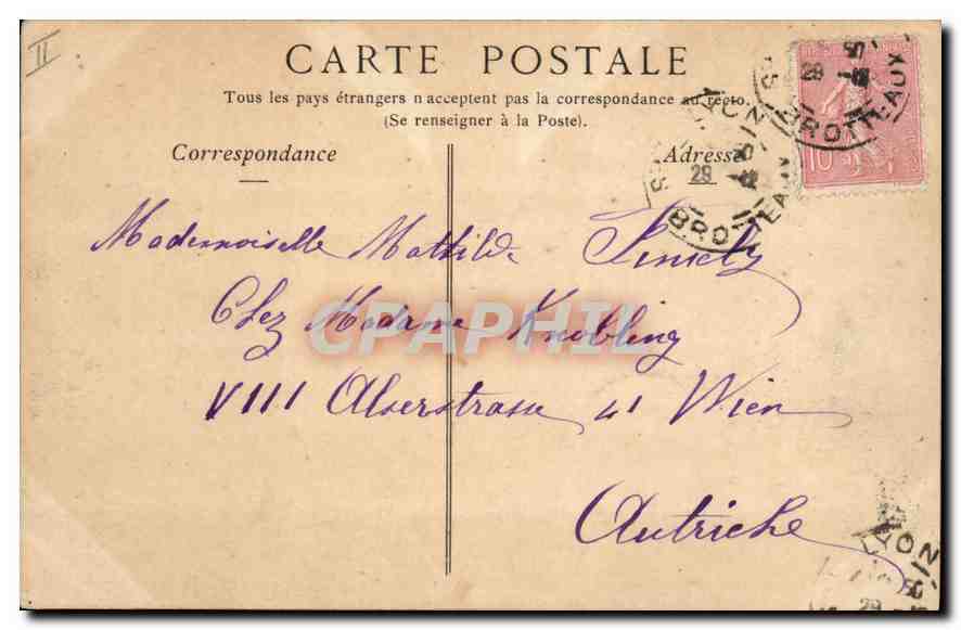 CPA Lyon La Bourse et la Place des Cordeliers  — Verso