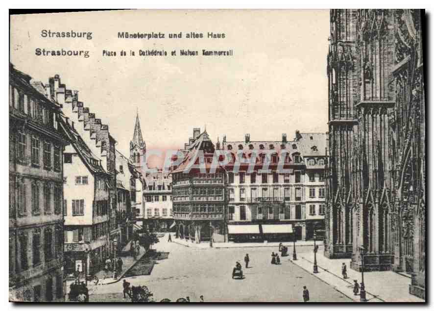 CPA Strasbourg place de la cathedrale et Maison Kammerzell 