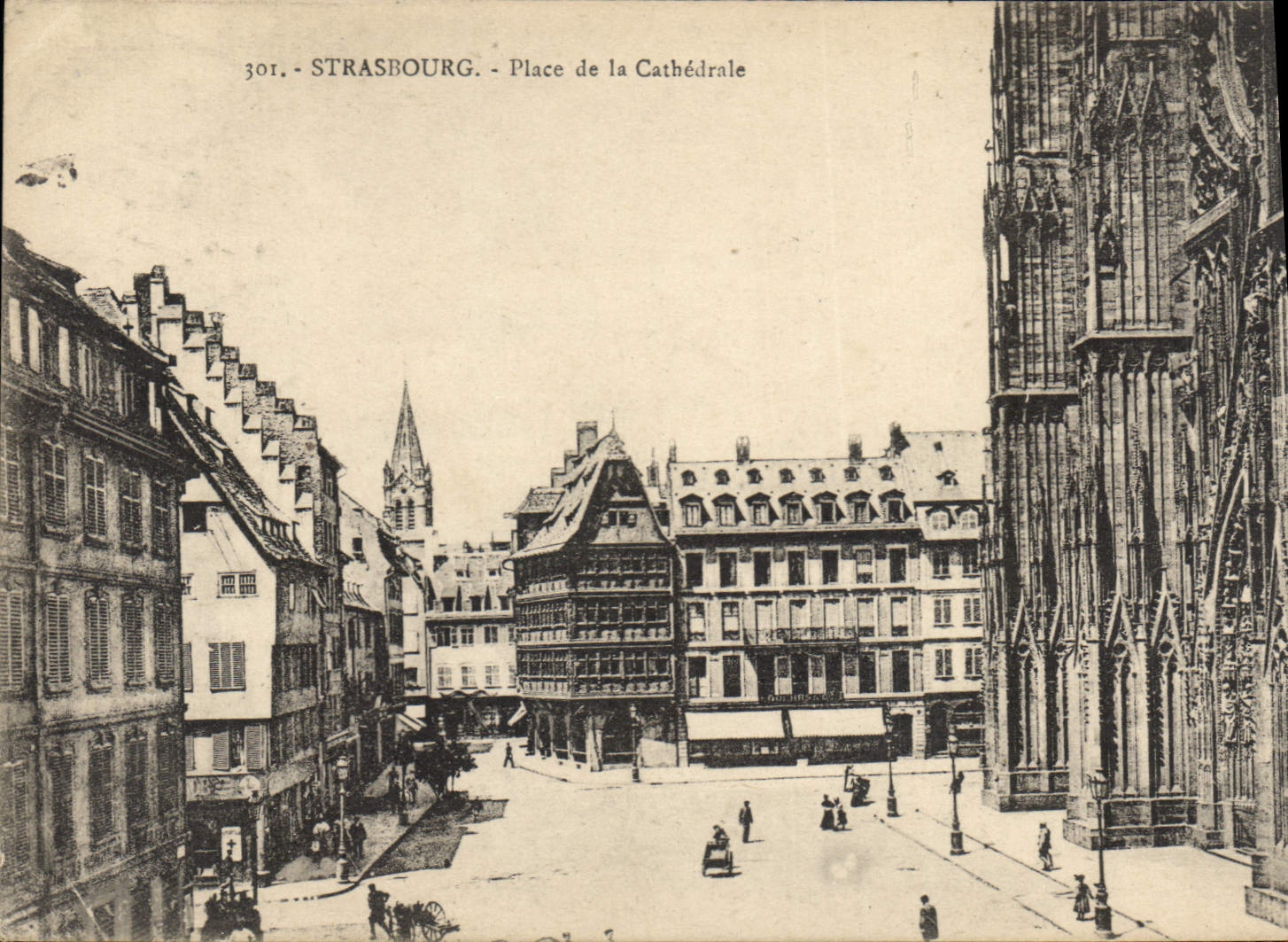 CPA Strasbourg place de la Cathedrale 