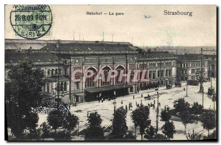 CPA Strasbourg Bahnhof la gare 