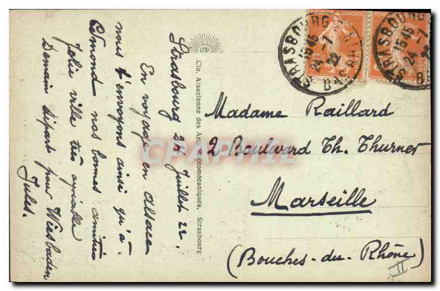 CPA Strasbourg la petite France  — Rückseite