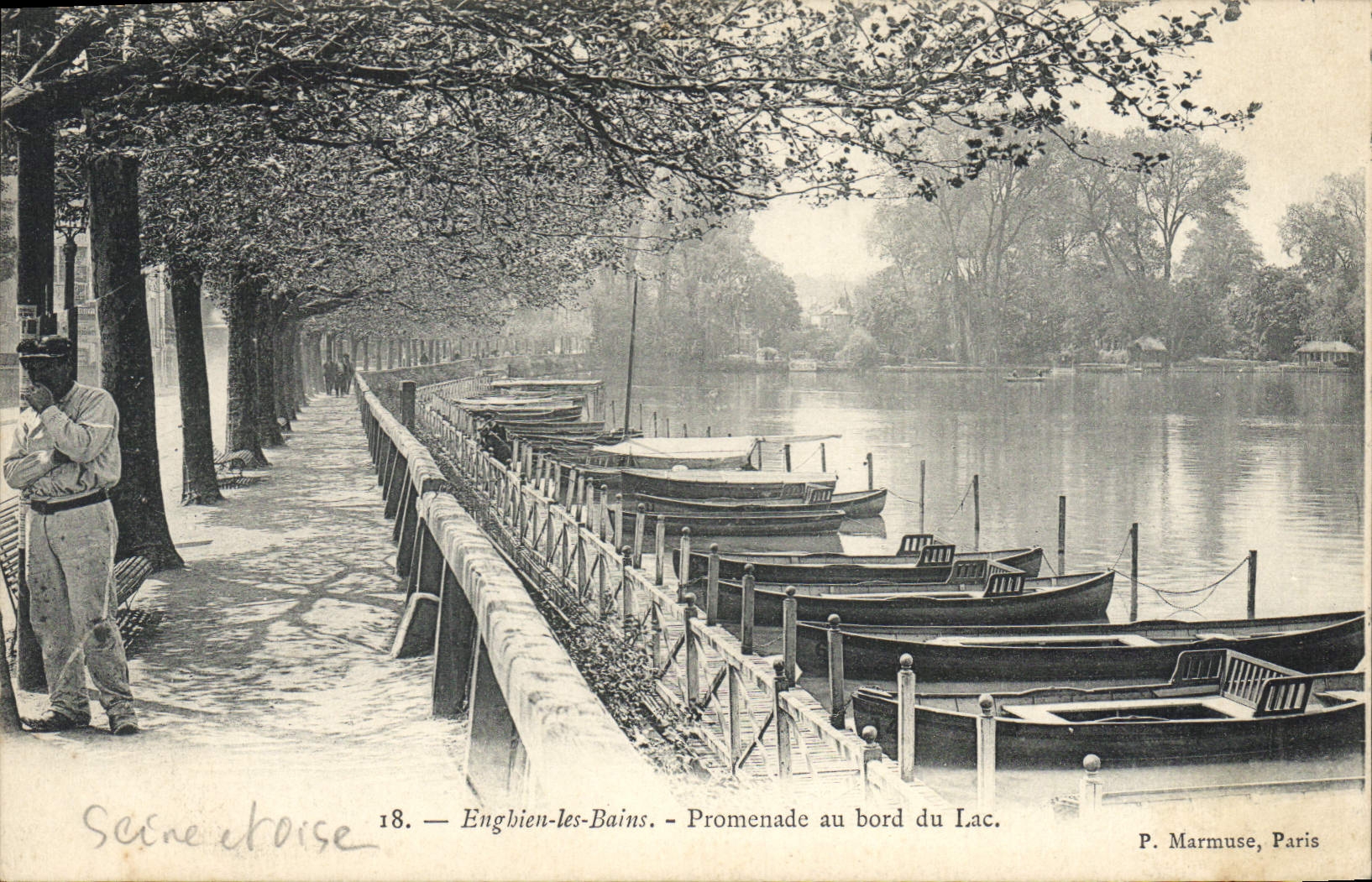 CPA Enghien les Bains promenade au bord du lac 