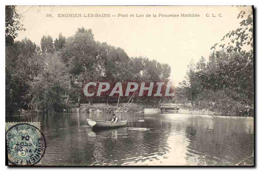 CPA Enghien les Bains pont et lac de la Princesse Mathilde 
