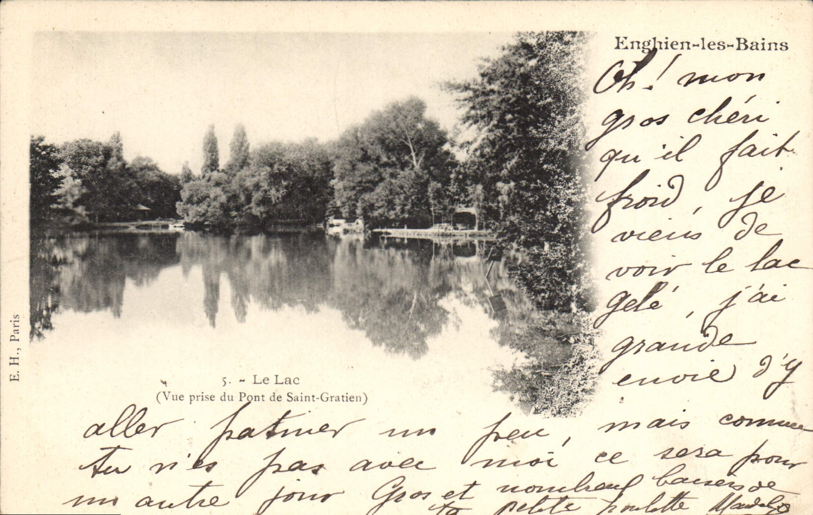 CPA Enghien les Bains le Lac vue prise du pont de Saint Gratien 