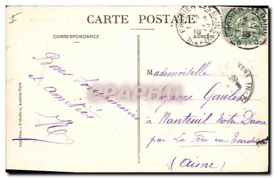 CPA Enghien les Bains le lac  — Verso