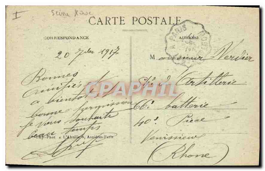 Enghien-les-Bains — Le Casino (actuellement Hôpital pour Blessés Militaires) et le jardin des Roses et l'Embarcadère — I. Abetille — Rückseite