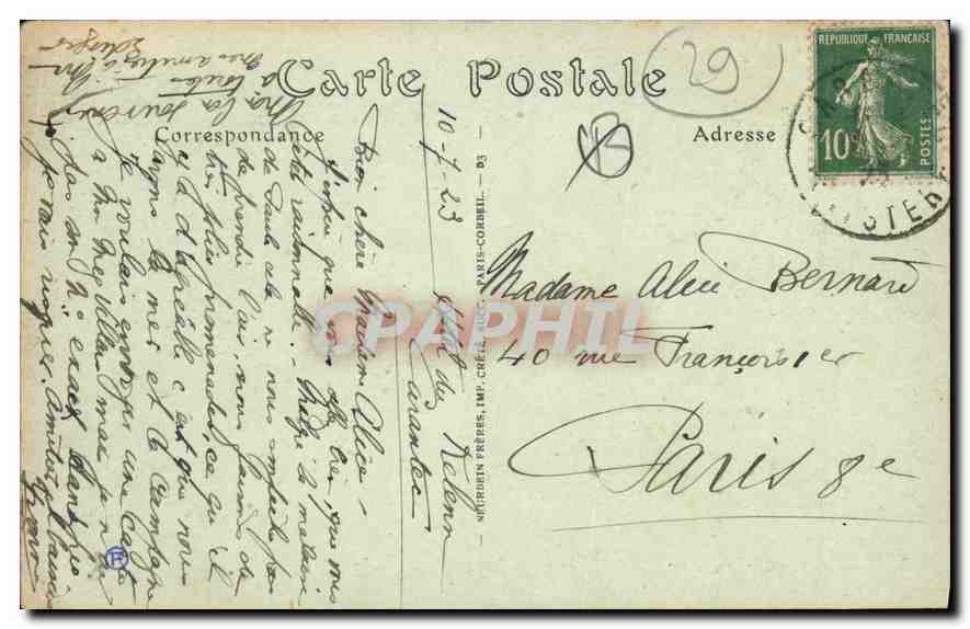 CPA Carantec Finistere la Baie du Clouet  — Rückseite